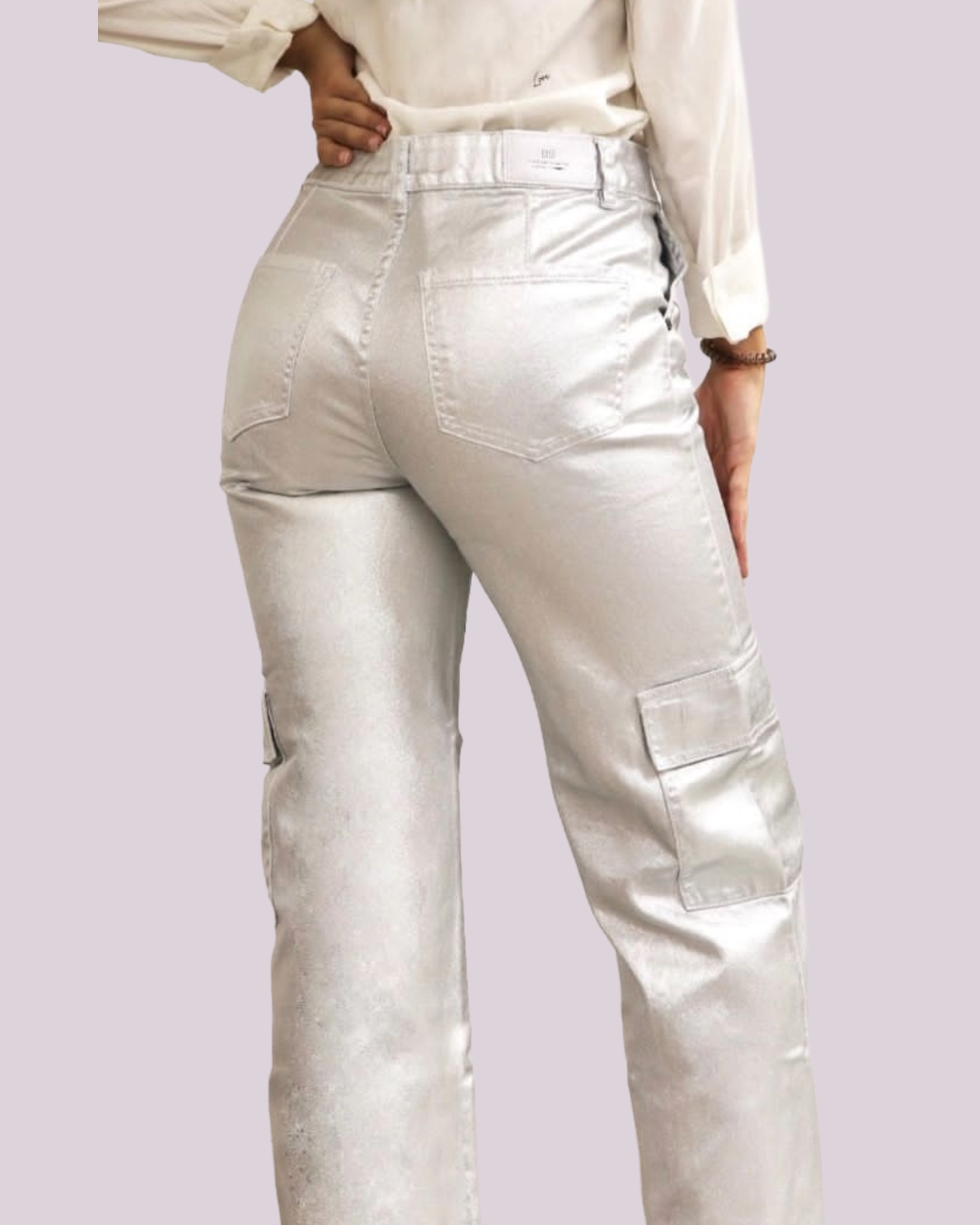 PANTALON PLATA TIRO MEDIO CARGO