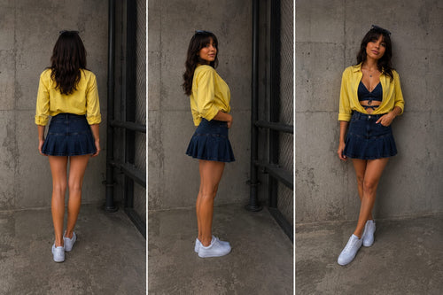 FALDA EN JEAN DE TABLAS